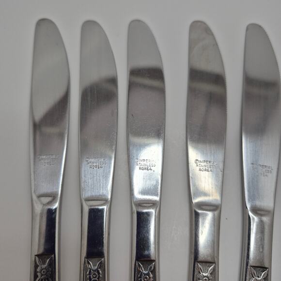 Serta Imperial Stainless Vintage Korea Dinner Knife Set of 8 Knives Floral - Picture 10 of 14